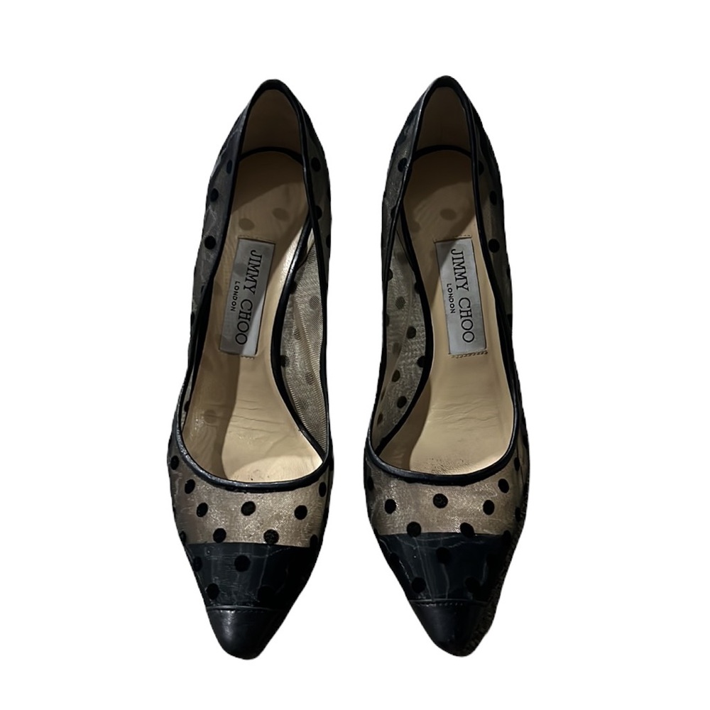 Jimmy Choo Black Polka Dot Romy 100 Mesh Pumps Size 36.5 - Picture 6 of 8